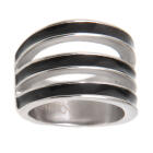 Surgical steel ring with 3 black enamelled stripes
