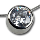 Steel pendant with round zirconia