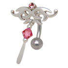 Navel piercing 1.6x10mm with a pretty motif and crystals