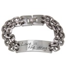Double row ID bracelet 21cm made of stainless steel with polished plate and individual engraving