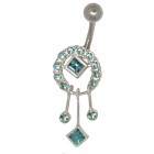 Navel piercing 1.6x10mm with ornament color selectable, delicate motif for fairies