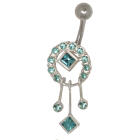 Navel piercing 1.6x10mm with ornament color selectable, delicate motif for fairies