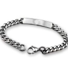 ID bracelet in stainless steel with a polished plate
