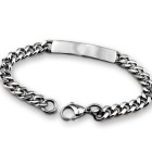 Wide ID bracelet in stainless steel with plate