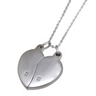 Partner pendant made of stainless steel, 2 parts in the shape of a heart with your own engraving, separable