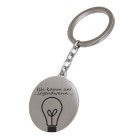 Round key ring made of stainless steel, matt, with your desired engraving