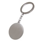 Large round key fob made of stainless steel, 35mm, satin finish on both sides