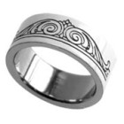 Steel ring with lasered tribal design 036