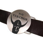 Round belt buckle made of matted stainless steel with individual engraving