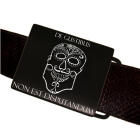 BIKER belt buckle, rectangular, made of blackened, matt stainless steel with individual engraving