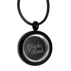 Round medallion pendant BIG made of stainless steel PVD coated black polished with individual engraving