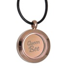 Round medallion pendant BIG made of stainless steel PVD rose gold colored polished with individual engraving