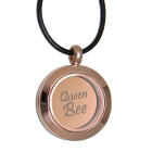 Round medallion pendant BIG made of stainless steel PVD rose gold colored polished with individual engraving
