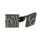PLAIN cufflinks in stainless steel with engraving, black