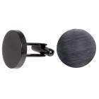 Round cufflinks made of stainless steel, black coated, round 18mm