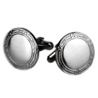 Stainless steel cufflinks, round, 20mm, with motif border