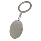 Large oval key fob made of stainless steel, satin finish on both sides, 40x30mm