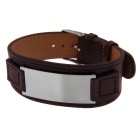 Leather bracelet dark brown STR-BCBRK-O with engraving plate made of 316L steel, adjustable in size