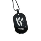Pendant identification tag 23x38mm made of stainless steel, matt, PVD black coated with individual engraving