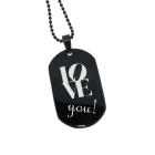 Pendant identification tag 23x38mm stainless steel, matt, PVD black coated individual engraving