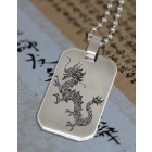 Pendant dog tag 22x34mm made of matted stainless steel with beveled corners and individual engraving