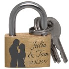 Love lock 30x20mm wide made of brass with your desired engraving