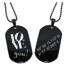 Pendant identification tag 23x38mm made of stainless steel, matt, PVD black coated with individual engraving