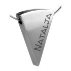 Wedge-shaped pendant made of matted stainless steel