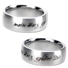 Stainless steel ring 7mm wide, 1.95mm material thickness, matted and curved with individual outside engraving