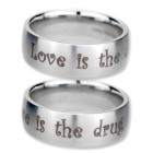 Stainless steel ring 7mm wide, 1.95mm material thickness, matted and curved with individual outside engraving