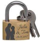 Mini love lock 20mm wide made of brass with your desired engraving