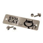 Engraved items: BIKER PATCH made of matted stainless steel, narrow with your engraving, square, example evil cat
