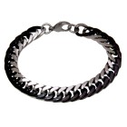 Bracelet in stainless steel, two-tone black and steel