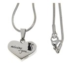 Ash pendant heart made of stainless steel set with clear crystals and individually engraved on the back