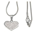 Ash pendant heart made of stainless steel set with clear crystals and individually engraved on the back