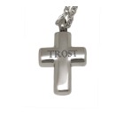 Ash pendant cross raised high-gloss polished stainless steel
