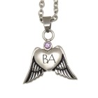 Ash pendant heart with wings made of high-gloss polished stainless steel