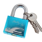 Blue aluminum lock - love lock with desired engraving 50mm