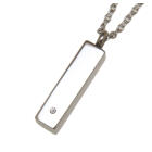 Ash pendant rectangle with zirconia stone made of high-gloss polished stainless steel