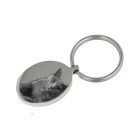 Ash keychain oval made of matt stainless steel