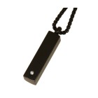 Ash jewelery ashes pendant rectangle black with zirconia stone made of stainless steel