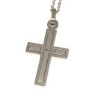 Two-part cross pendant made of stainless steel with individual engraving, timelessly beautiful