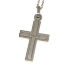 Two-part cross pendant made of stainless steel with individual engraving, timelessly beautiful