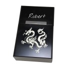 Black aluminum cigarette case with individual engraving