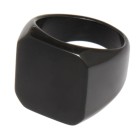 Stainless steel signet ring with square engraving area 19.6x18mm, black