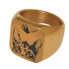 Signet ring made of stainless steel, gold-colored, polished and rectangular with your individual engraving