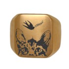 Signet ring made of stainless steel, gold-colored, polished and rectangular with your individual engraving