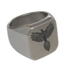Signet ring made of polished stainless steel and rectangular with your individual engraving