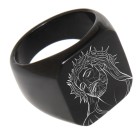 Signet ring made of stainless steel black, upright rectangular with your individual engraving