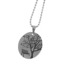 Pendant oval made of matted stainless steel with individual engraving, style identification tag